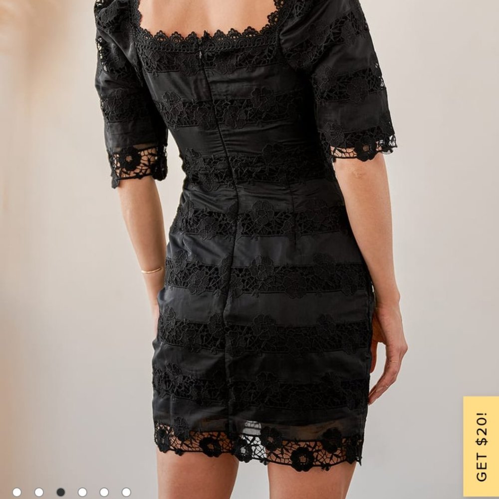 Black Lace Square Neck Dress